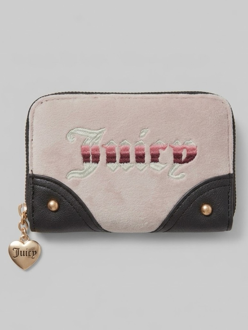 Juicy Couture Retro Zip Around Wallet Blush Pink Velour Y2K Double Zip New